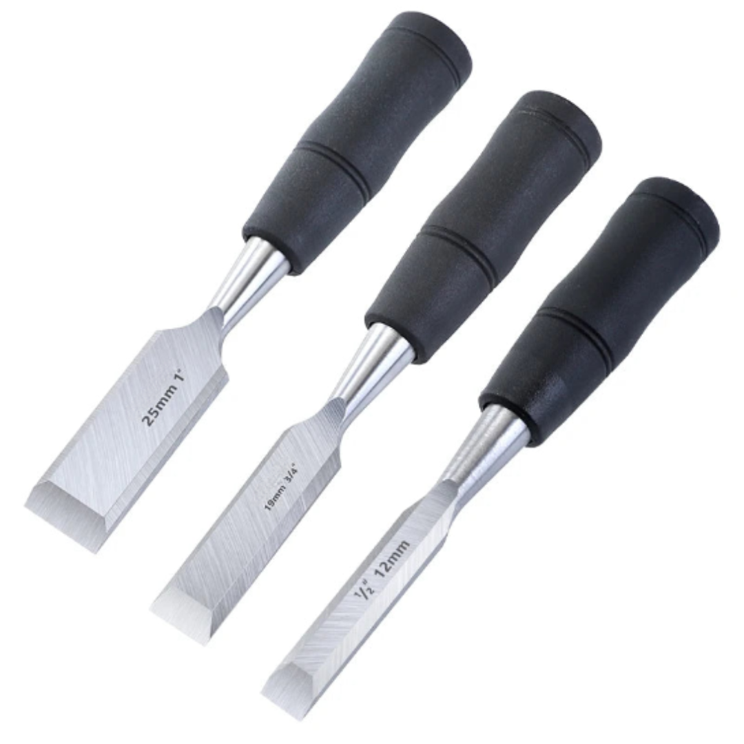 Heavy Duty 7.5" Woodworking Chisel Mn65 Carbon Steel with Hammer End and Non-Slip Handle
