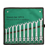 Metric Ratcheting Spanner Wrench Set Flexible Head Gear Ring Combination Wrenches with Canvas Bag