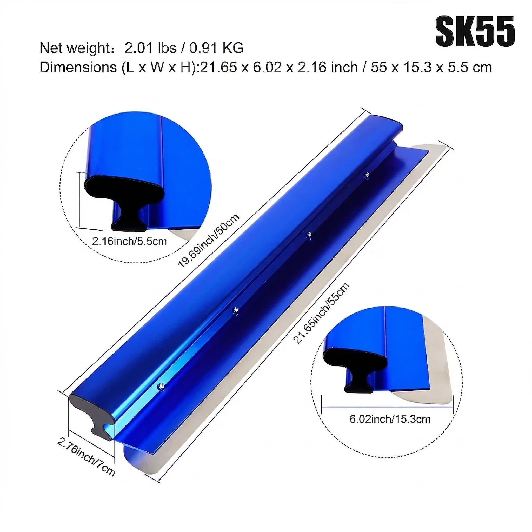 Heavy Duty Drywall Skimming Spatula Flexible Blade 55cm Aluminum Handle Wall Smoothing Tool