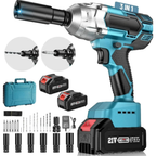Cordless Impact Wrench Kit 21V Brushless 650Nm 1/2 Inch with Dual 4.0Ah Batteries and Case