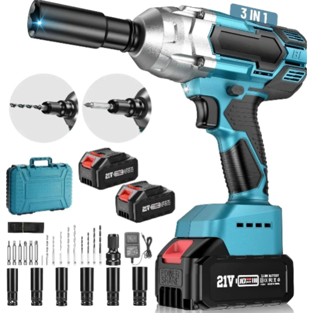 Cordless Impact Wrench Kit 21V Brushless 650Nm 1/2 Inch with Dual 4.0Ah Batteries and Case