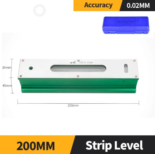 Heavy Duty Mechanical Strip Level Gauge 0.02mm Precision Measuring Tool 200mm