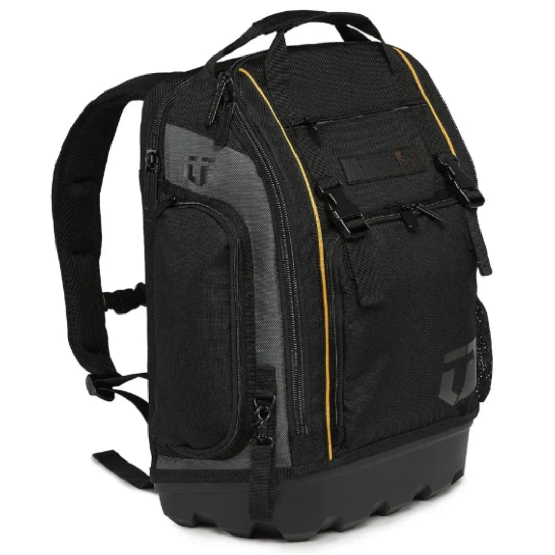 Heavy Duty Tool Backpack with Rugged Base 31 Pocket Tool Organizer Bag for Electricians Technicians
