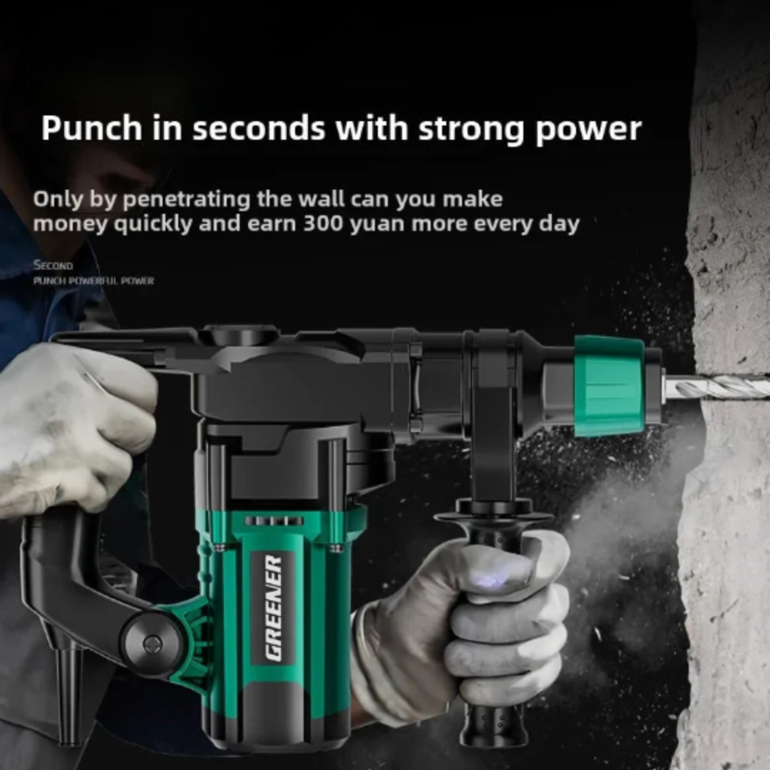 220V Heavy Duty Hammer Drill 2-in-1 Impact Electric Drill for Concrete, Wood & Metal Home DIY Tool