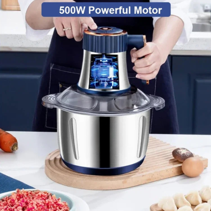 Electric Meat Grinder 5L Stainless Steel Food Processor Vegetable Chopper 500W 5-Speed Multi-Function