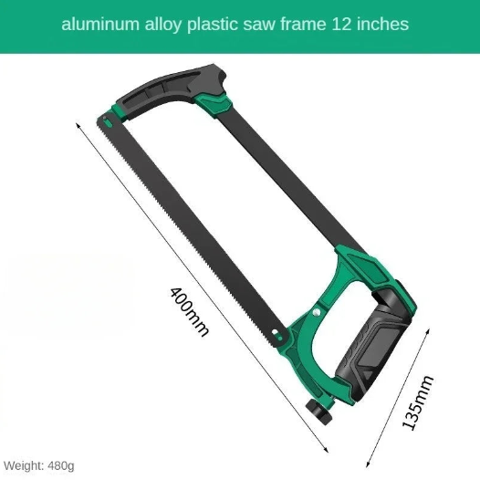 Heavy Duty Adjustable Hacksaw Frame Handle for 300mm 400mm 460mm Blades Workshop and DIY Hand Tool