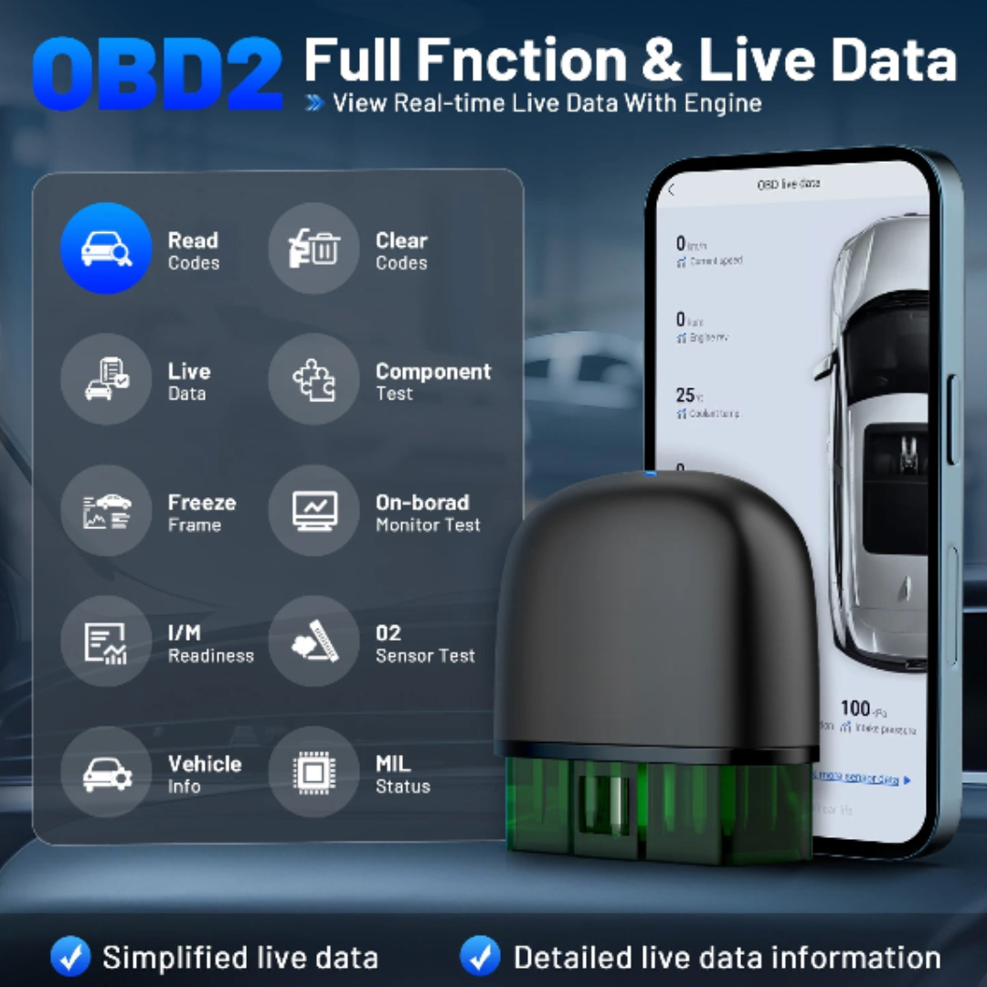 Wireless OBD2 Bluetooth 5.0 Car Diagnostic Tool with Mobile App Support, Vehicle Code Reader Scanner