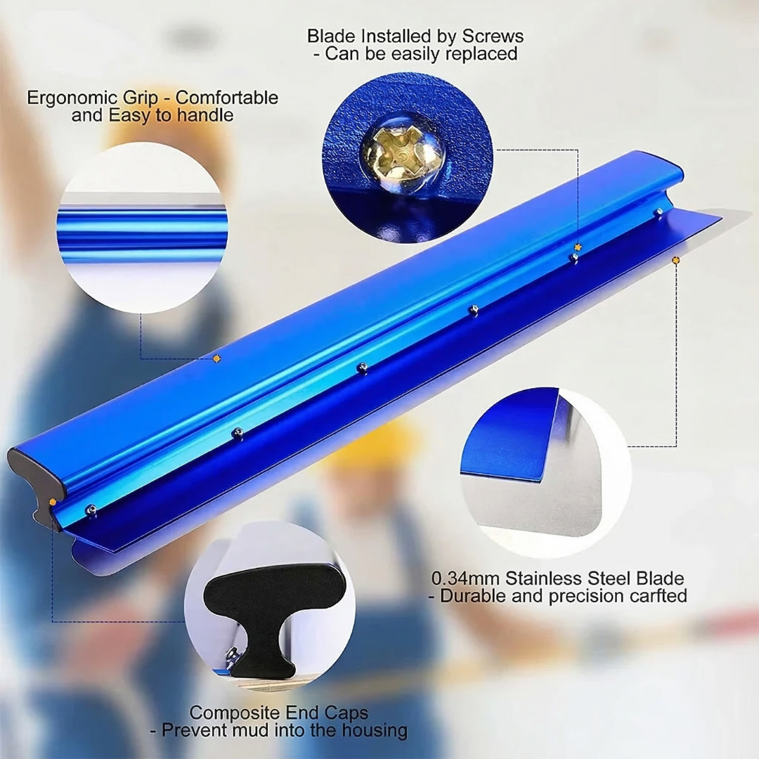 Heavy Duty Drywall Skimming Spatula Flexible Blade 55cm Aluminum Handle Wall Smoothing Tool