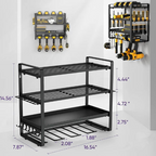Heavy Duty 4 Tier Wall Mount Power Tool Organizer with 12 Drill Holder Metal Storage Rack