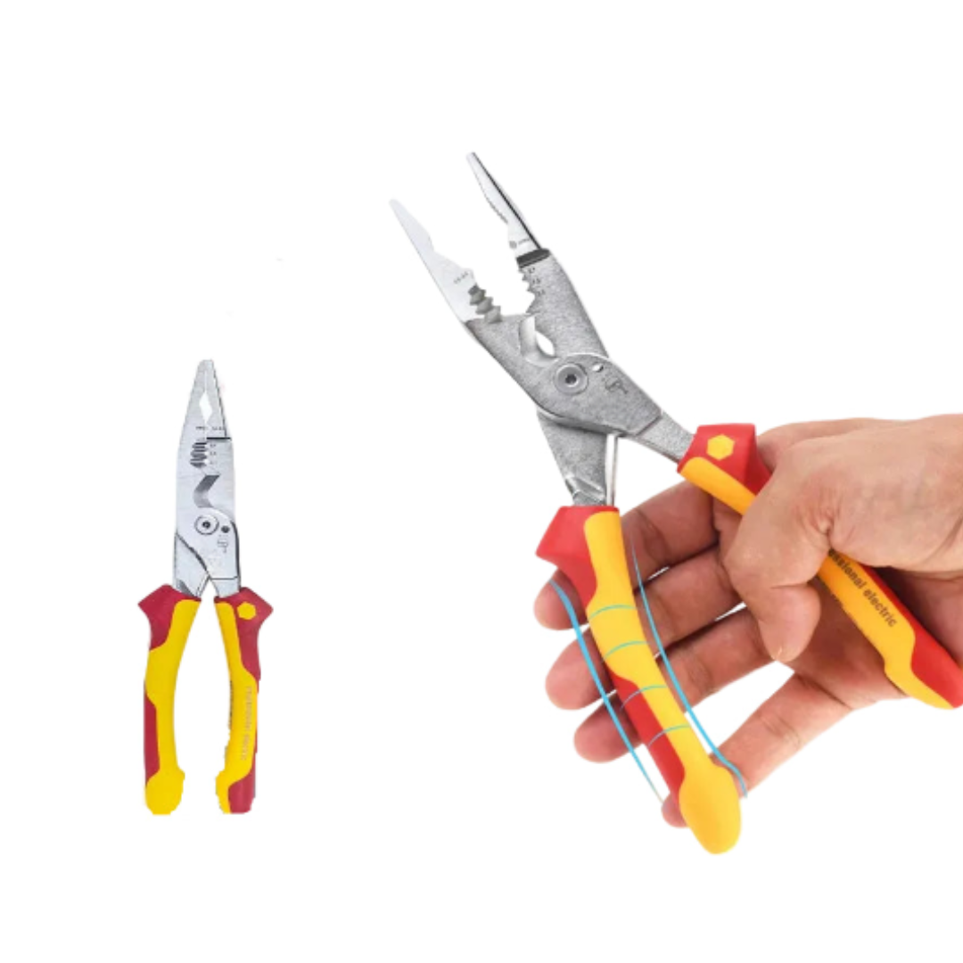 Heavy Duty 8 in 1 Insulated Electrician Pliers with Wire Stripper Cutter and Crimping Function