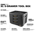 Heavy Duty 3-Drawer Stackable Tool Box with Dividers and Steel Drawer Slides Storage Organizer