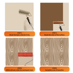 Reusable Wood Grain Paint Roller with Handle Decorative Texture Tool for DIY Home Projects