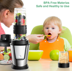 3-in-1 Portable Smoothie Blender Food Chopper and Dry Grinder 700W with 600ml Bottle