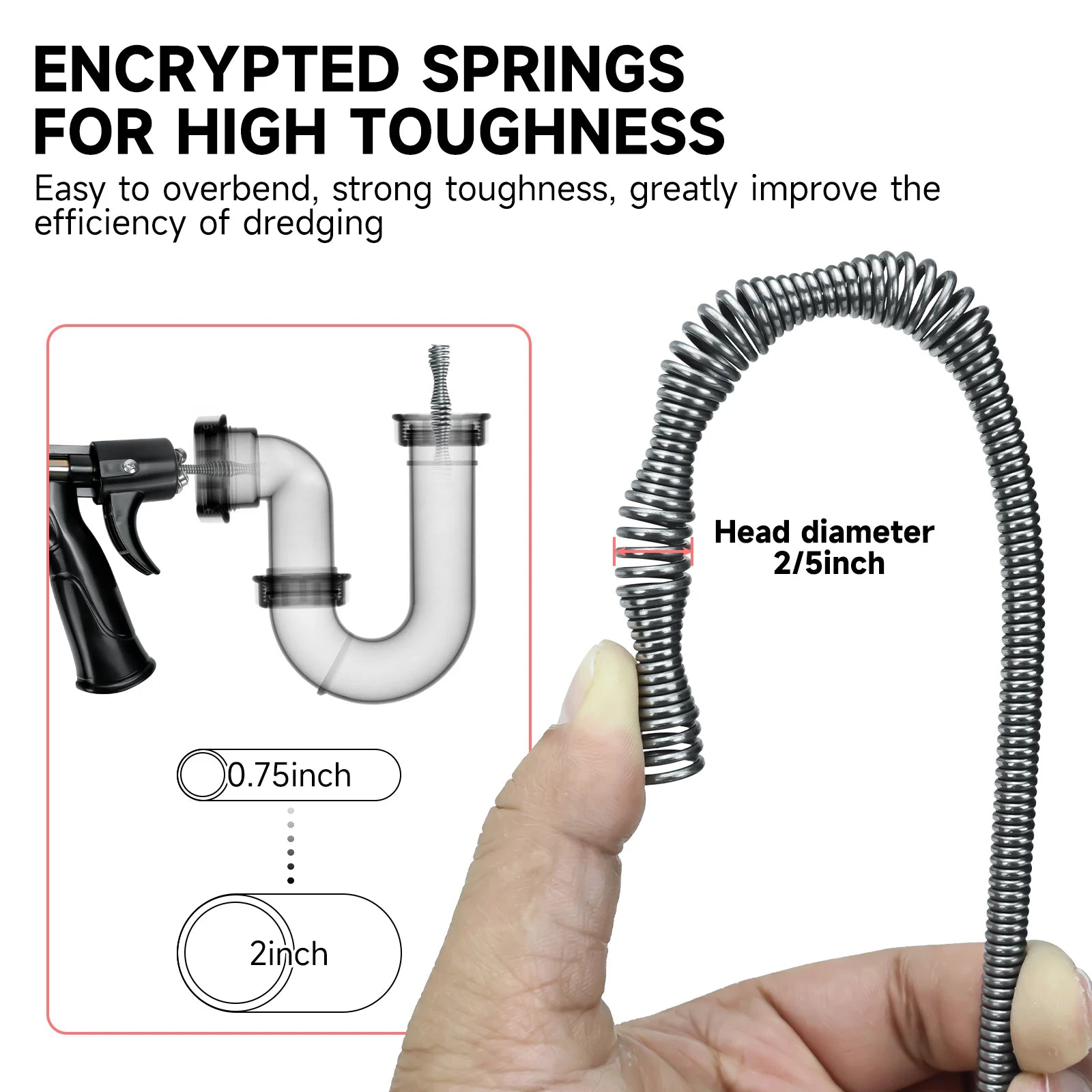 10m Flexible Drain Auger Plumbing Snake Manual or Drill Powered Clog Remover Tool