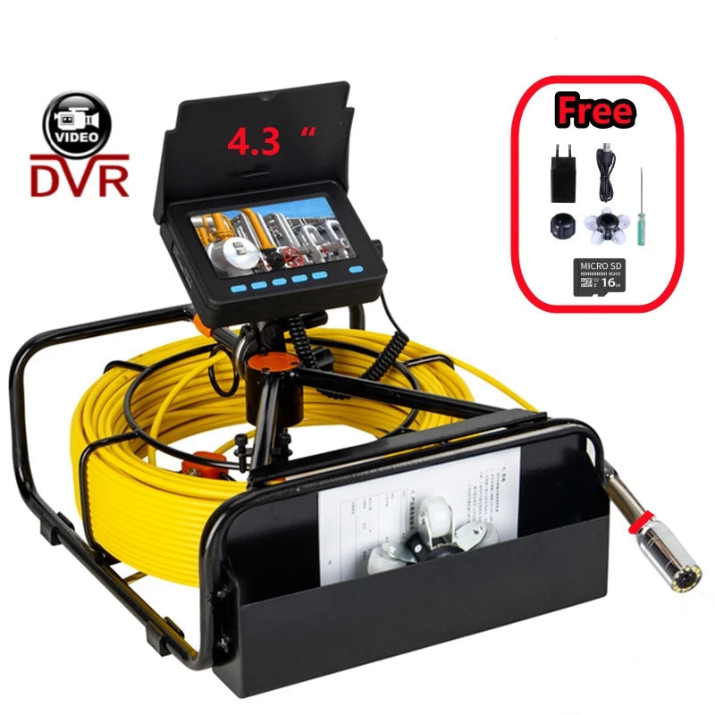 Portable Sewer Pipe Inspection Camera 20m Cable with 10cm HD Screen LED Camera and DVR Recording
