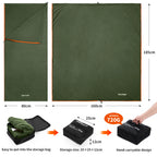 Fleece Camping Liner with Full Zipper Convertible Blanket Drawstring and Carry Bag
