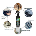 Anti Fog Glass Spray 300ml for Car Mirrors Windows Bathroom Glass with Foam and Towel