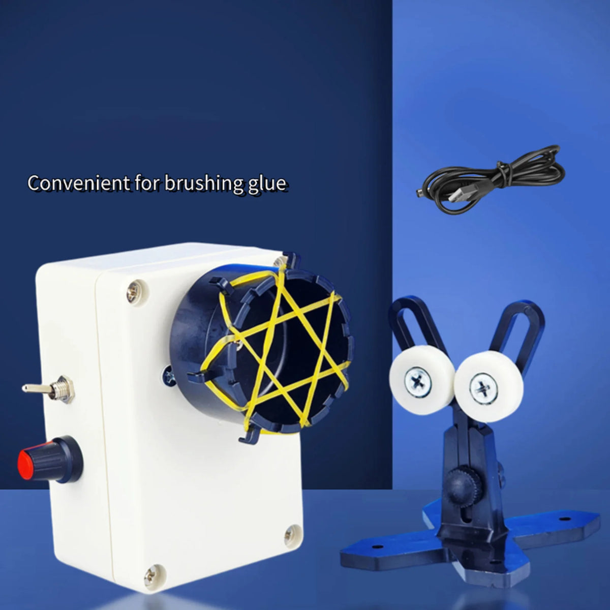 Fishing Rod Winding Machine USB Portable Wrapping and Epoxy Rotating Tool with 2 Support Stands
