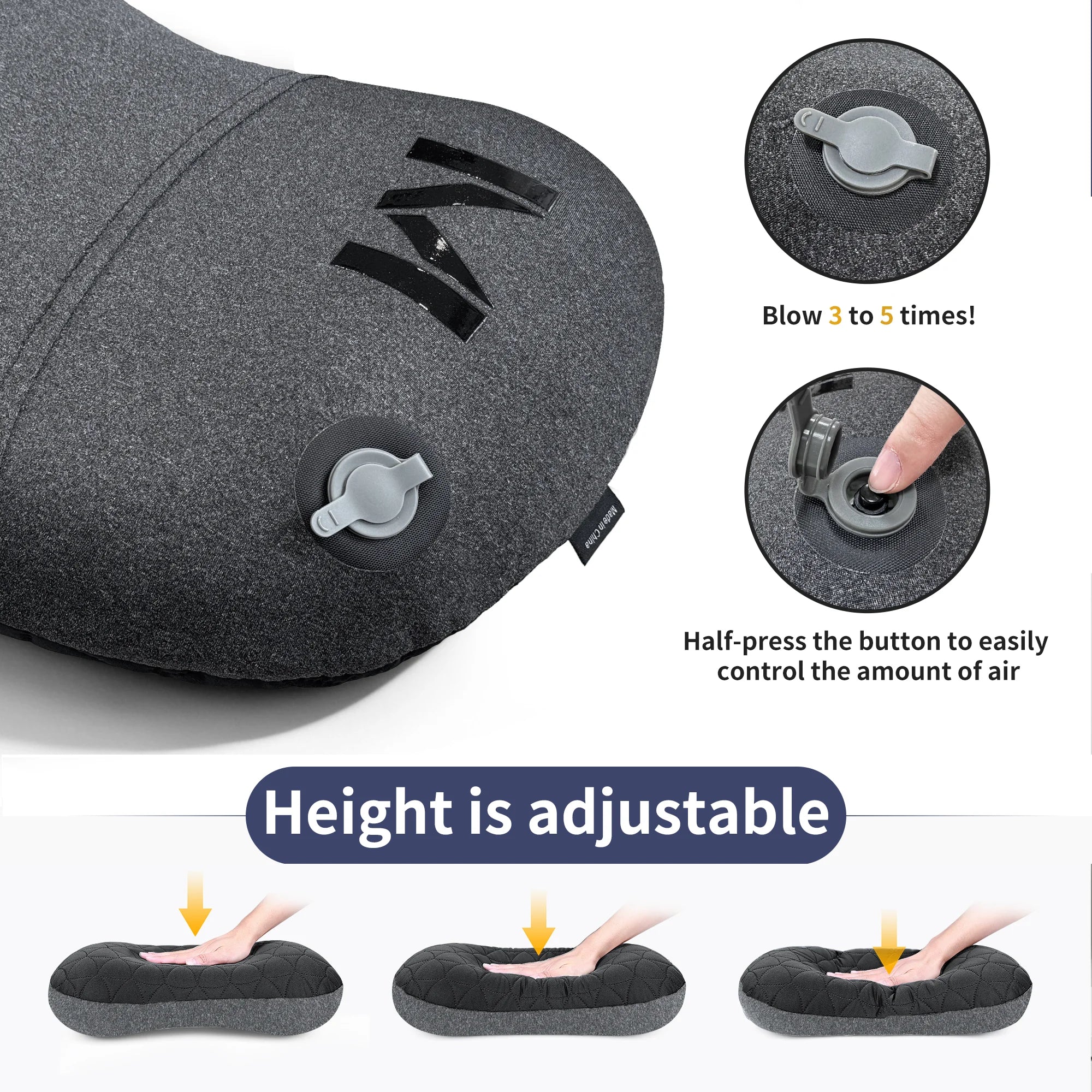 Portable Inflatable Camping Pillow Waterproof Travel Hiking Air Cushion with Storage Bag