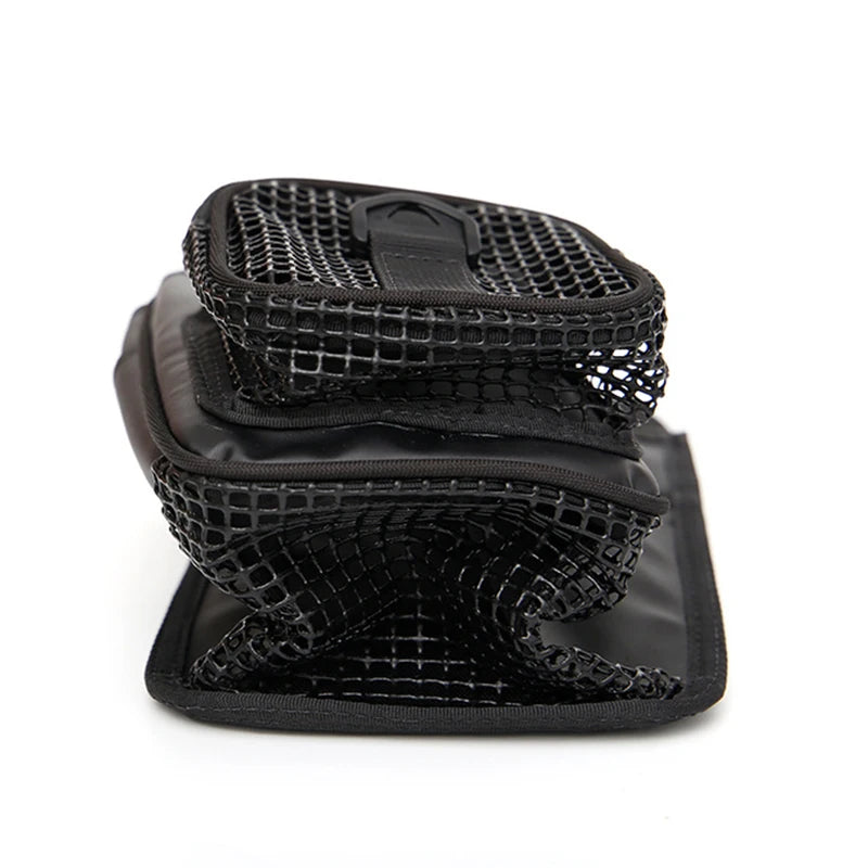 Scuba Diving Mesh Gear Pouch with Dual Pockets D-Ring and Belt Attachment for Reel and SMB Storage