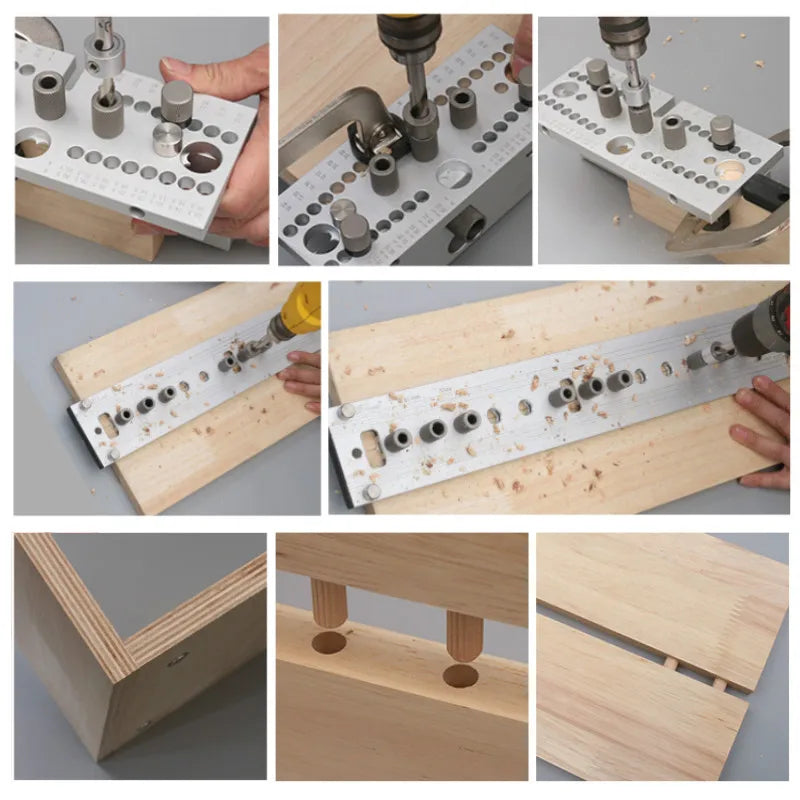 Woodworking Doweling Jig Kit 3-in-1 Adjustable Drilling Guide for Furniture Joining and Carpentry