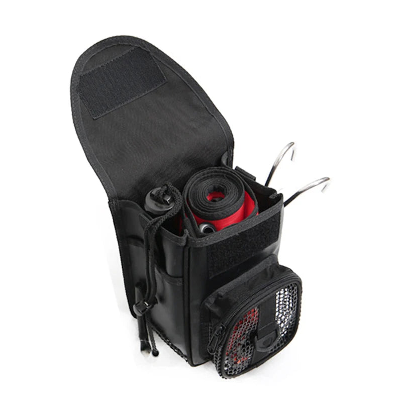 Scuba Diving Mesh Gear Pouch with Dual Pockets D-Ring and Belt Attachment for Reel and SMB Storage