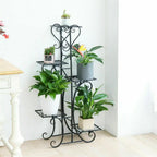 5 Tier Metal Plant Stand Indoor Outdoor Iron Flower Pot Display Shelf Rack