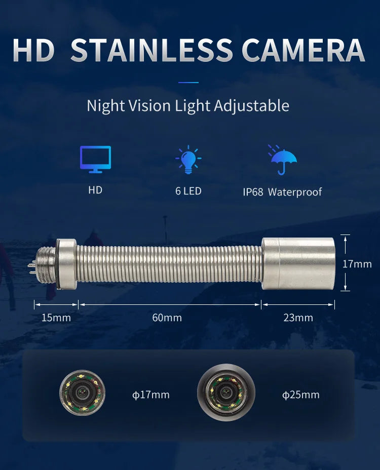 Portable Sewer Pipe Inspection Camera 20m Cable with 10cm HD Screen LED Camera and DVR Recording