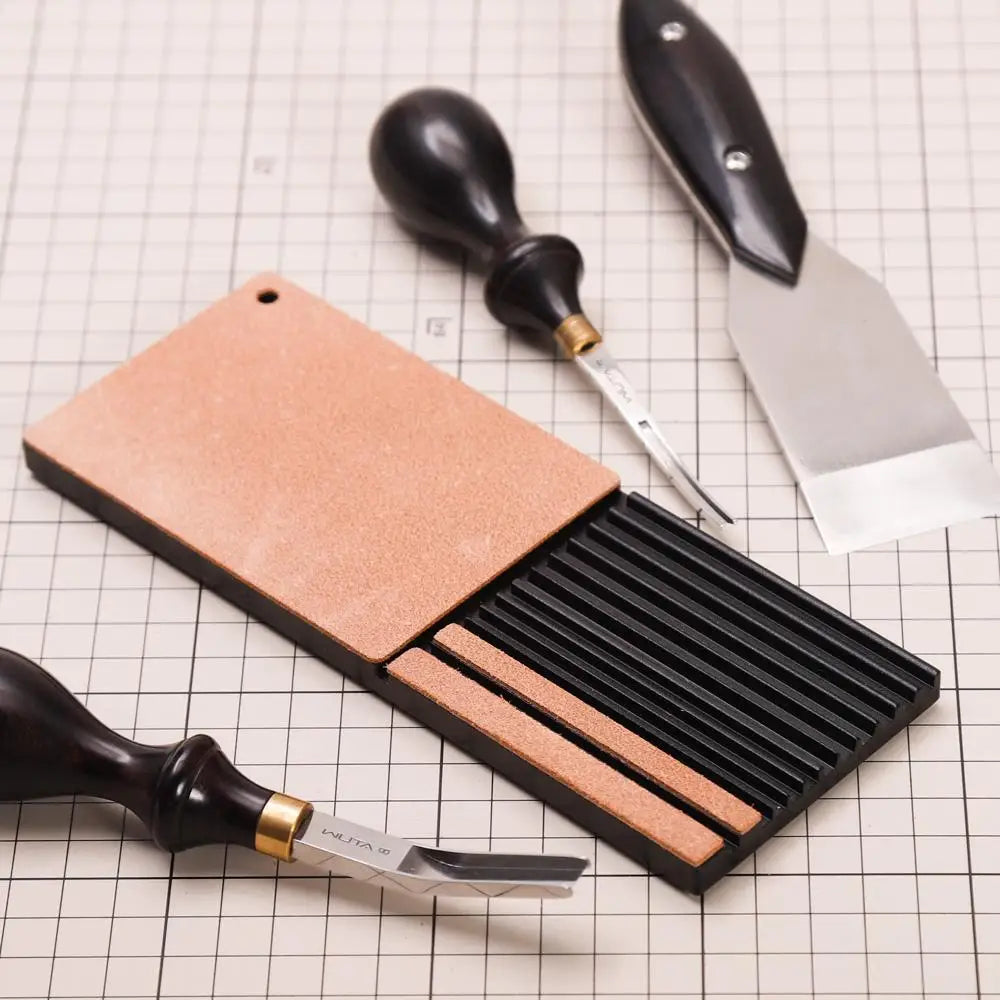 Leather Sharpening Strop Tool with Polishing Compound and Sandpaper for Leathercraft Edge Tools