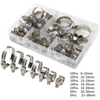 60pcs Stainless Steel Hose Clamps Adjustable 0.8–3.8cm Pipe Clips Set