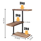 3 Tier Rustic Corner Wall Shelf Wooden and Metal Storage Rack for Kitchen Bathroom or Living Room