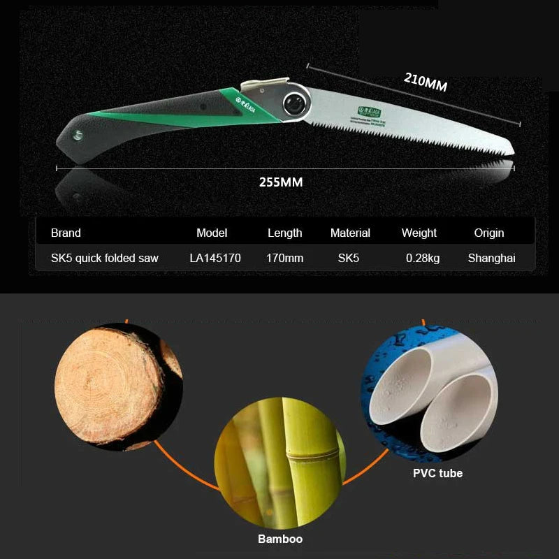 Portable Foldable Hand Pruner and Garden Saw with Anti-Slip Grip