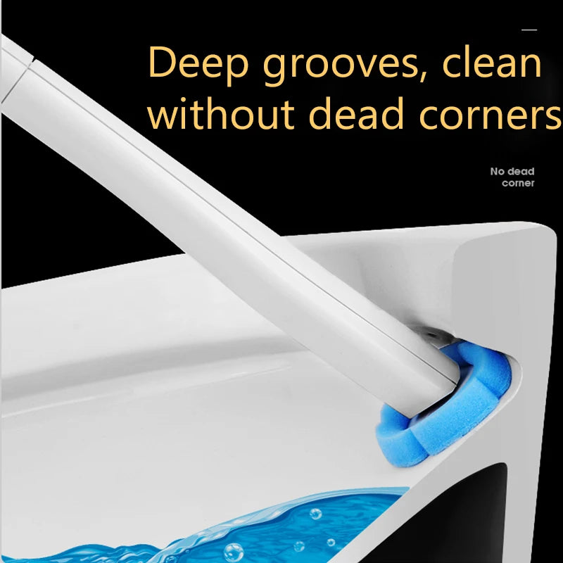 Disposable Toilet Brush Set with Replacement Heads Bathroom Cleaning Brush and Holder