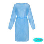 Disposable Work Gowns 10 Pack Non-Woven Long Sleeve Blue Cover Gowns 110cm