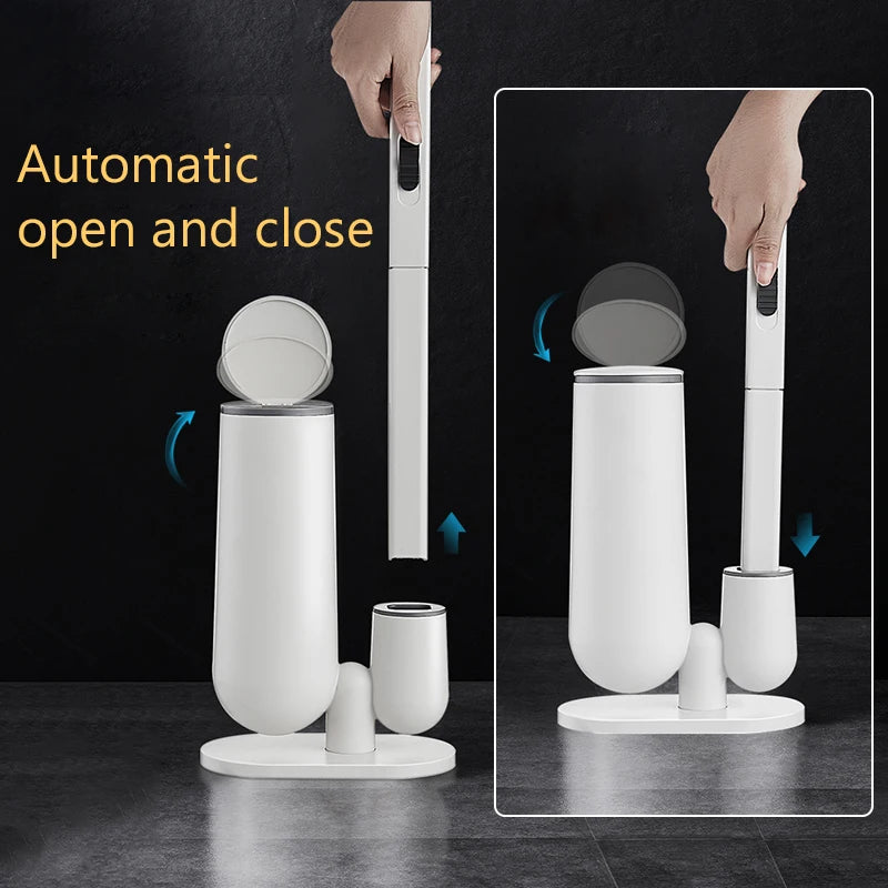 Disposable Toilet Brush Set with Replacement Heads Bathroom Cleaning Brush and Holder