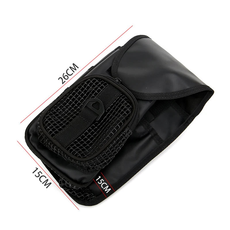 Scuba Diving Mesh Gear Pouch with Dual Pockets D-Ring and Belt Attachment for Reel and SMB Storage