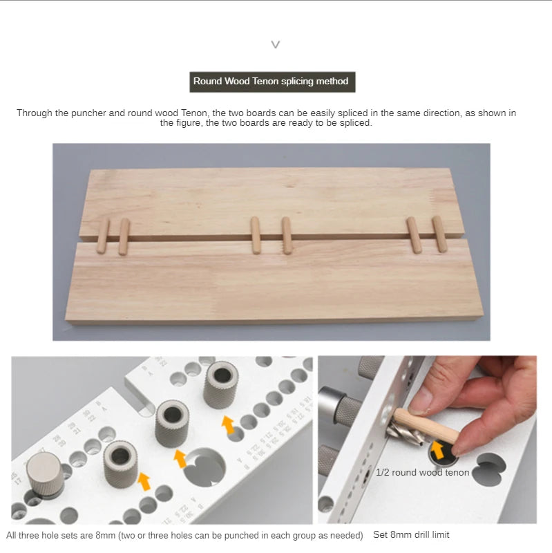 Woodworking Doweling Jig Kit 3-in-1 Adjustable Drilling Guide for Furniture Joining and Carpentry