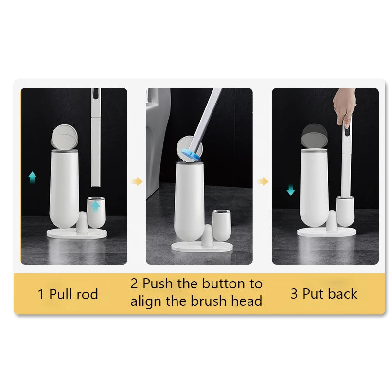 Disposable Toilet Brush Set with Replacement Heads Bathroom Cleaning Brush and Holder