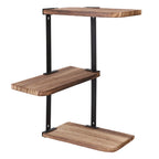 3 Tier Rustic Corner Wall Shelf Wooden and Metal Storage Rack for Kitchen Bathroom or Living Room