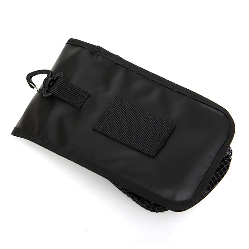 Scuba Diving Mesh Gear Pouch with Dual Pockets D-Ring and Belt Attachment for Reel and SMB Storage