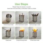 Portable Stainless Steel Camping Stove with Carry Bag Lightweight Outdoor Cooking Stove for Hiking Picnic