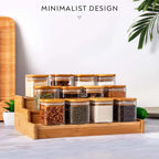 Glass Spice Jar Set with Bamboo Lids and Labels Square Food Storage Containers 6 or 12 Pack