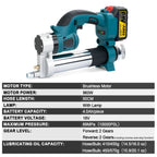 Cordless Brushless Electric Grease Gun 960W 69MPa High Pressure Lubrication Tool with Work Light