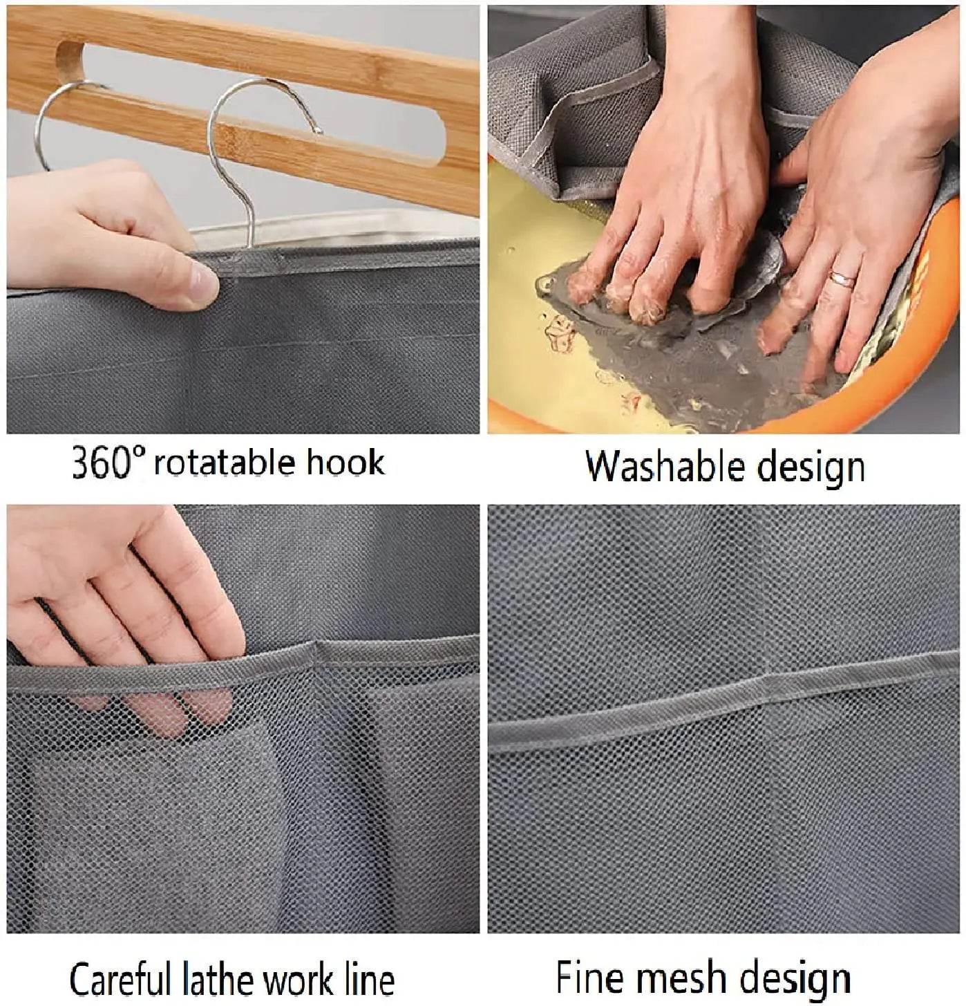 Foldable Hanging Storage Organizer Double Sided Wardrobe Bag for Underwear and Socks