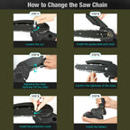 Cordless Electric Pruning Saw 24V 6 Inch with Dual 3000mAh Batteries Storage Case and Accessories
