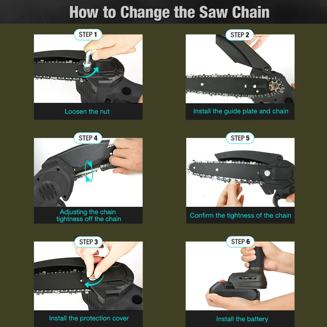 Cordless Electric Pruning Saw 24V 6 Inch with Dual 3000mAh Batteries Storage Case and Accessories