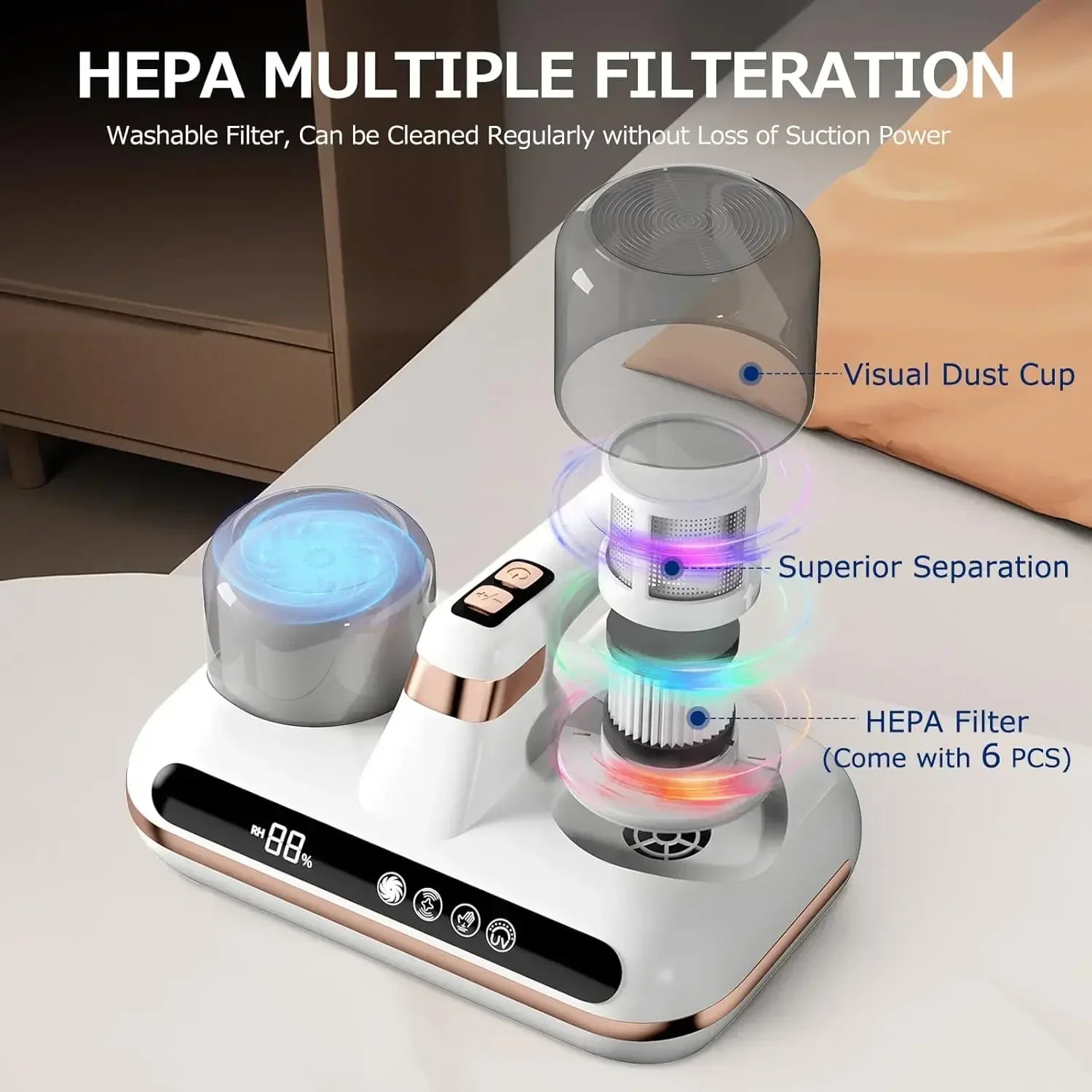 Portable Cordless UV Bed and Sofa Vacuum Cleaner with HEPA Filter and Strong Suction Handheld Cleaner
