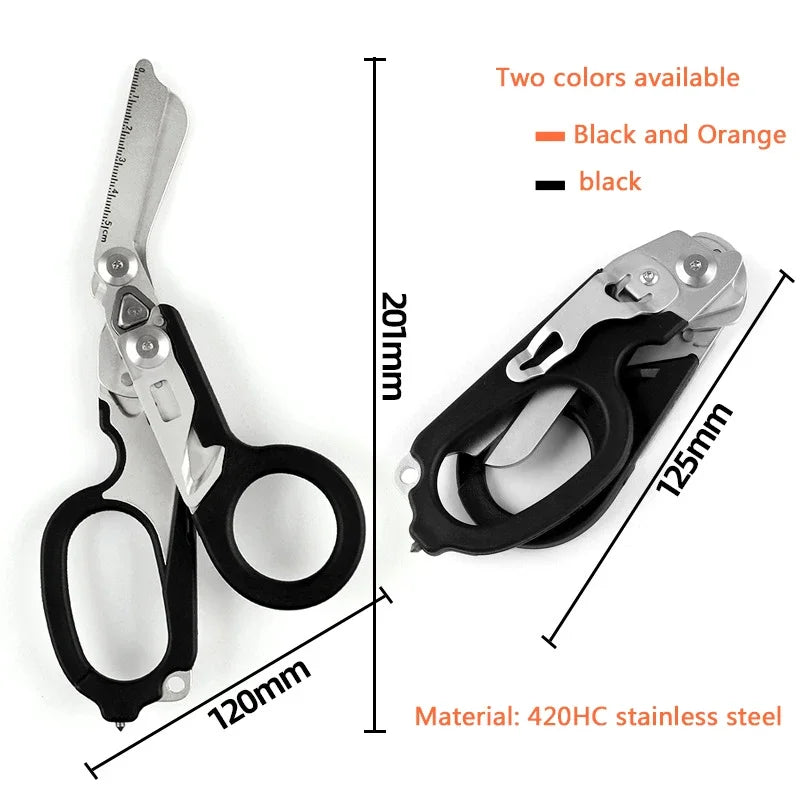 Multifunction Emergency Shears with Strap Cutter and Glass Breaker Portable Utility Scissors