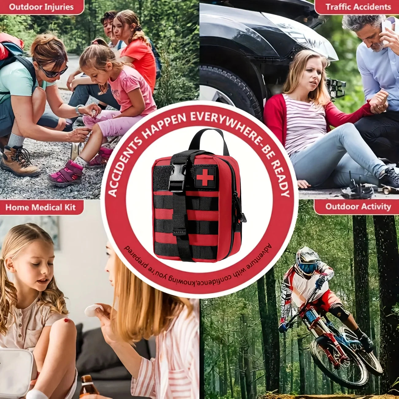 Portable 205-Piece Emergency First Aid Kit with Bandages, Gauze and Survival Accessories