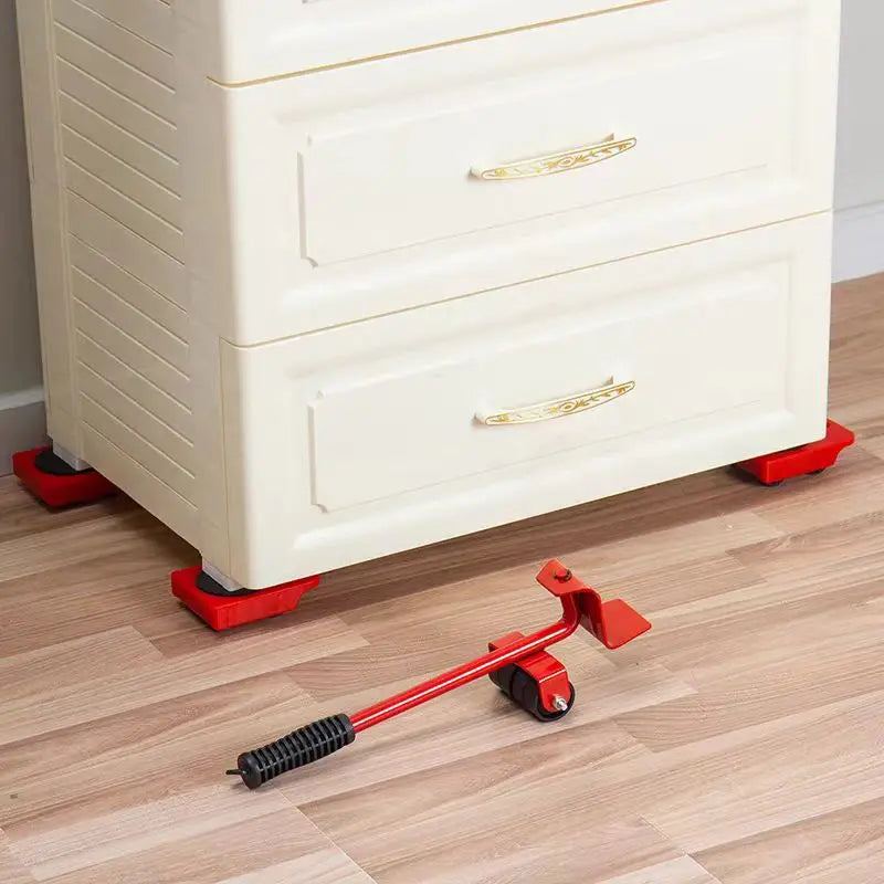 Heavy Duty Furniture Moving Tool Set 5 Piece with Lifter Bar and Roller Wheels 300kg Capacity